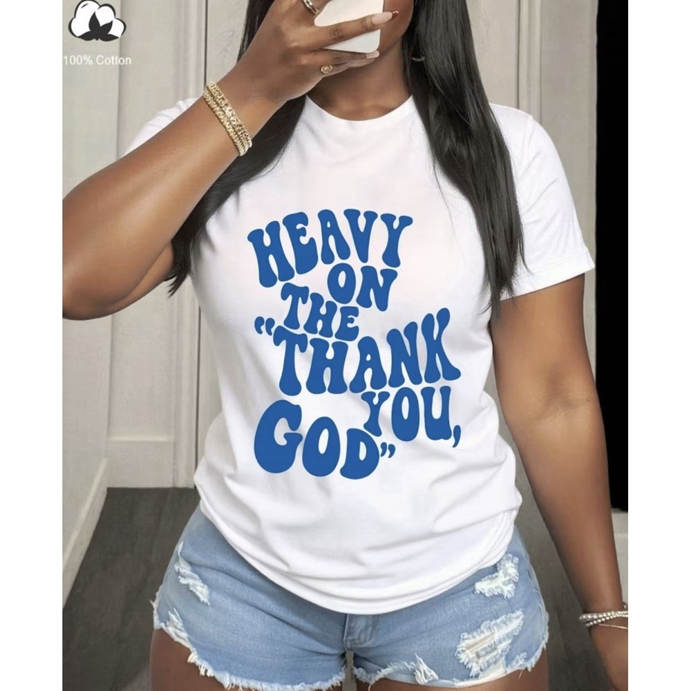 Women's Christian T-shirt Short Sleeve THANK YOU GOD Faith Tees